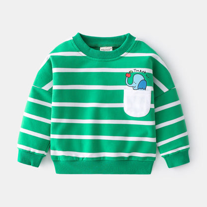 Collegiate Striped Casual Round Neck Sweater