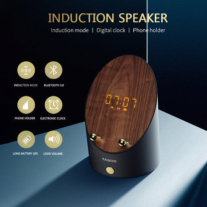 The Timber Base: Wooden Induction Speaker & Alarm Clock