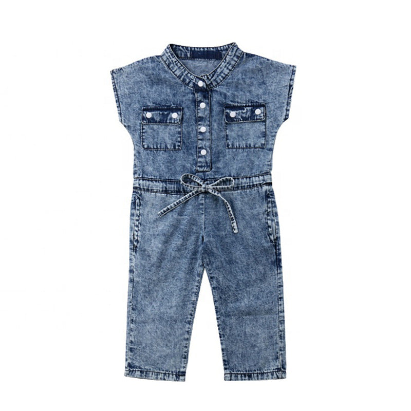 The Denim Romper: Short-Sleeved Summer Denim Jumpsuit