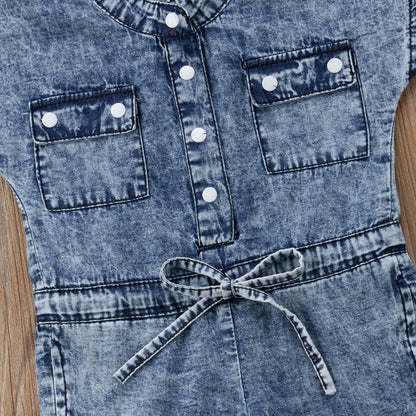 The Denim Romper: Short-Sleeved Summer Denim Jumpsuit