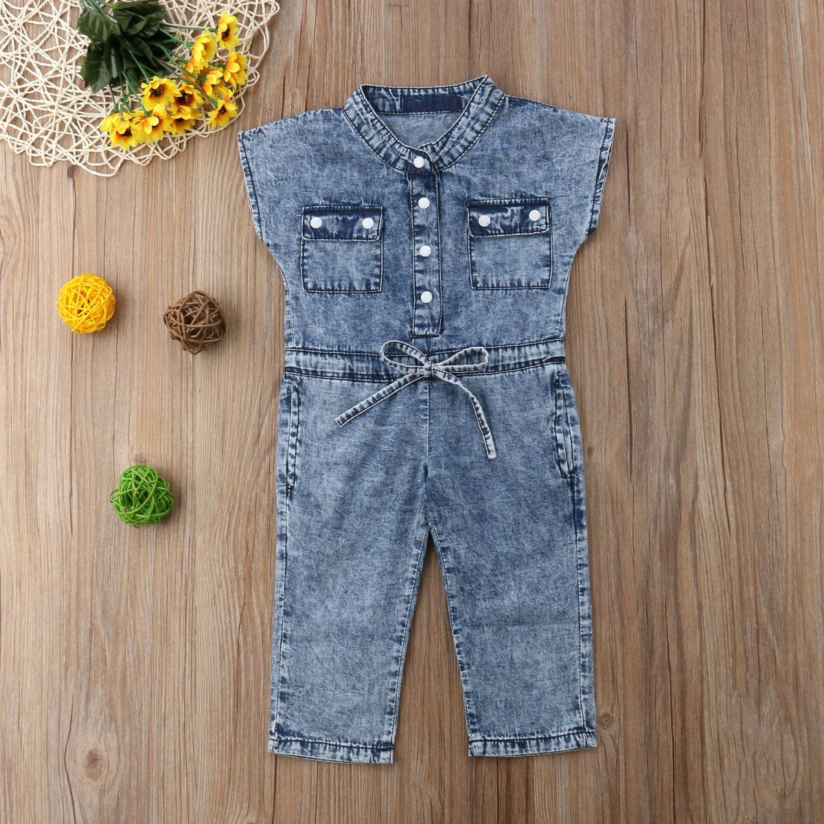 The Denim Romper: Short-Sleeved Summer Denim Jumpsuit