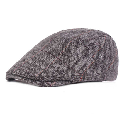 Women'S Check Cap With Warm Peaked Cap