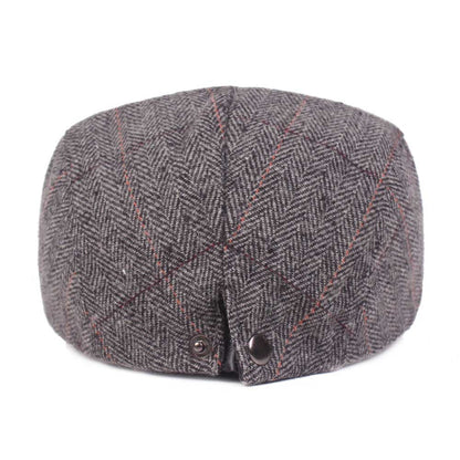 Women'S Check Cap With Warm Peaked Cap
