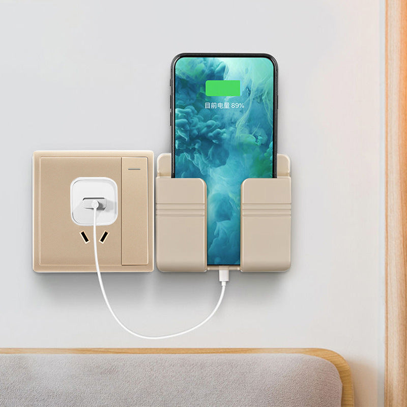 Punch-Free Wall-Mount Phone Charging Station | Adhesive Storage Box & Cable Organizer