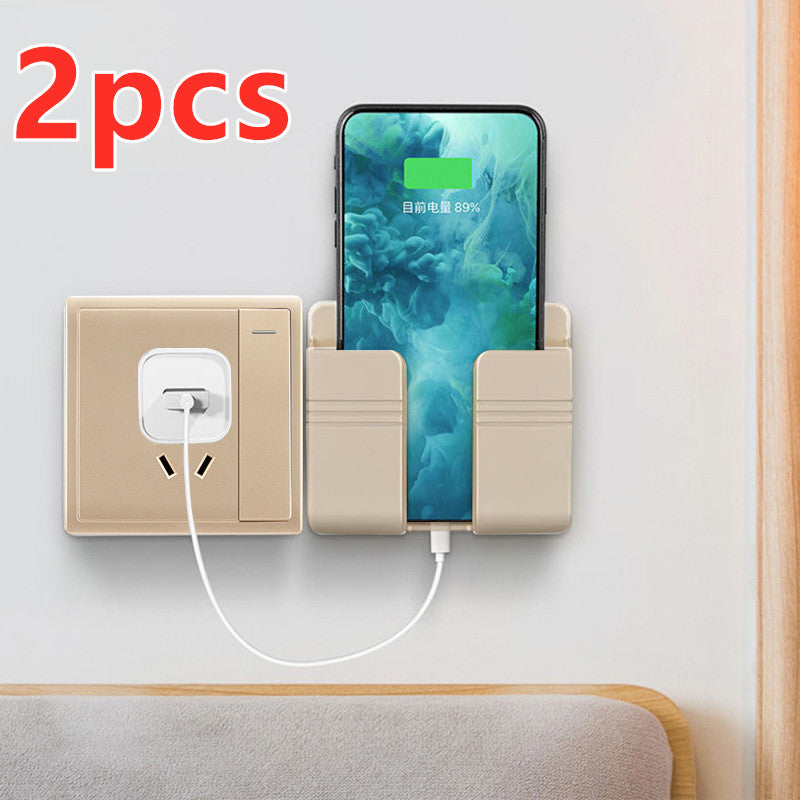 Punch-Free Wall-Mount Phone Charging Station | Adhesive Storage Box & Cable Organizer