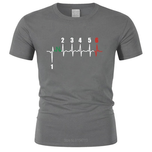 Motorcycle Heartbeat Gear Black Men T-Shirt Biker Lover