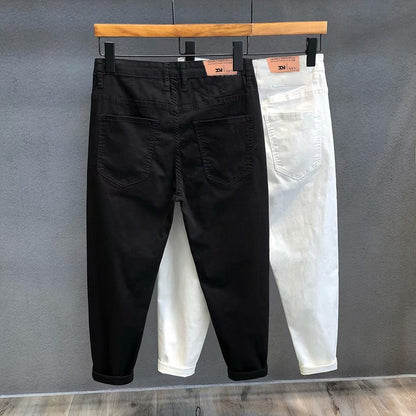 White Jeans Men''s Small Leg Capris Summer Korea