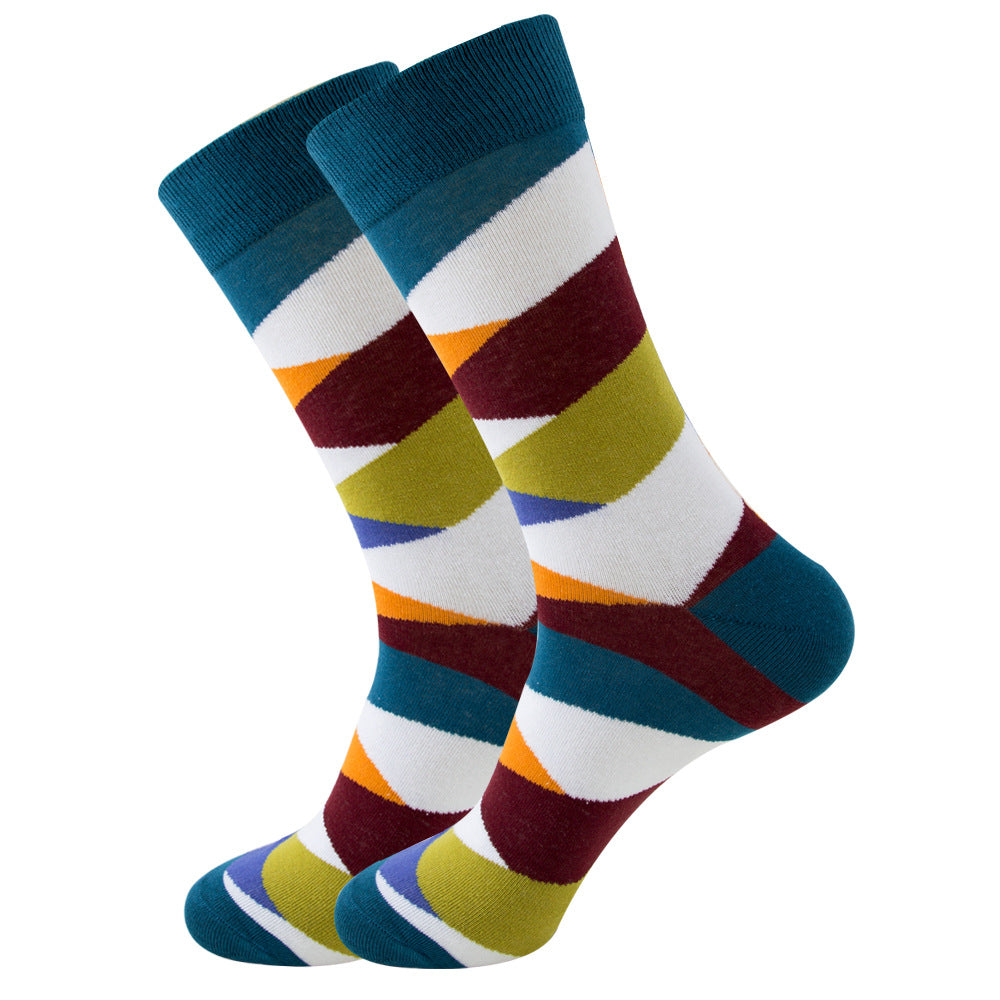 The Wave Monogram: Striped Square Tube & Wave Design Socks