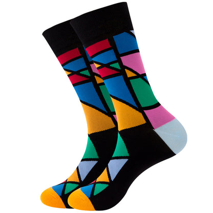 The Wave Monogram: Striped Square Tube & Wave Design Socks