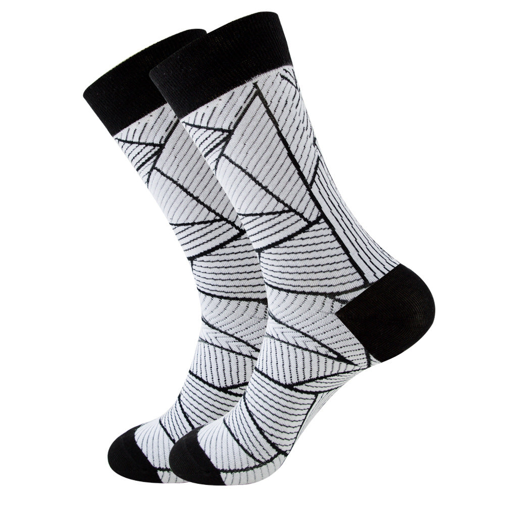 The Wave Monogram: Striped Square Tube & Wave Design Socks