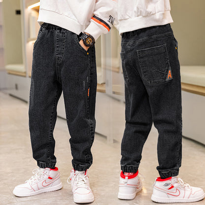 Daddy Childrens Jeans Loose Trousers Winter Plush Freedom