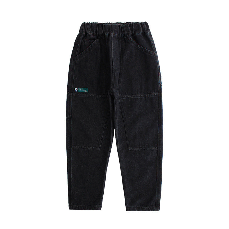 Daddy Childrens Jeans Loose Trousers Winter Plush Freedom