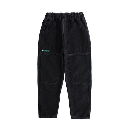 Daddy Childrens Jeans Loose Trousers Winter Plush Freedom