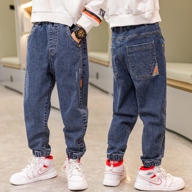Daddy Childrens Jeans Loose Trousers Winter Plush Freedom