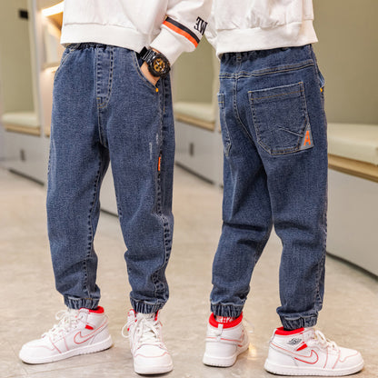 Daddy Childrens Jeans Loose Trousers Winter Plush Freedom