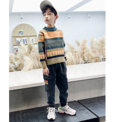 Daddy Childrens Jeans Loose Trousers Winter Plush Freedom