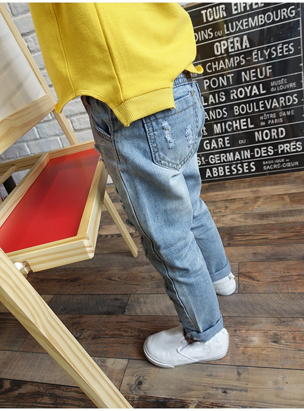 New Korean Style Boys Ripped Trousers Edgy Urban Youth