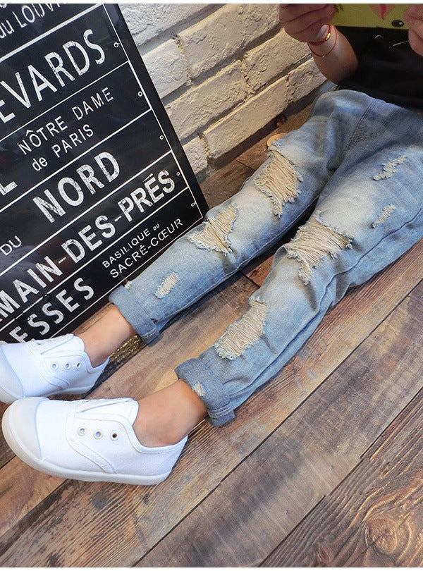 New Korean Style Boys Ripped Trousers Edgy Urban Youth