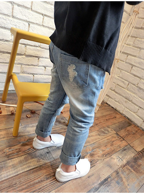 New Korean Style Boys Ripped Trousers Edgy Urban Youth