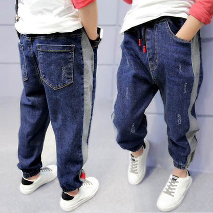 Boys Loose Color Matching Jeans Spring Autumn Cotton Childrens Pants Vibrant Mobility