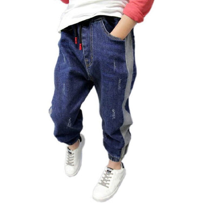 Boys Loose Color Matching Jeans Spring Autumn Cotton Childrens Pants Vibrant Mobility