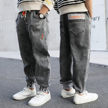 Boys Loose Color Matching Jeans Spring Autumn Cotton Childrens Pants Vibrant Mobility