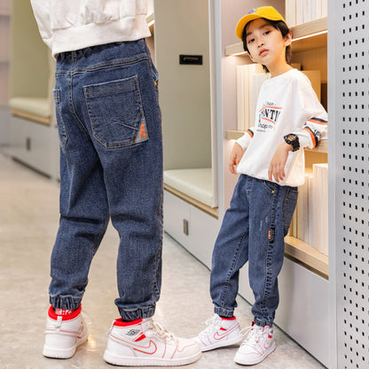 Daddy Childrens Jeans Loose Trousers Winter Plush Freedom