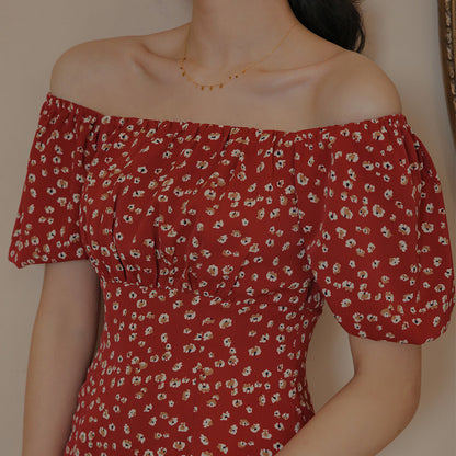 Floral Bubble Short Sleeve Short Dress