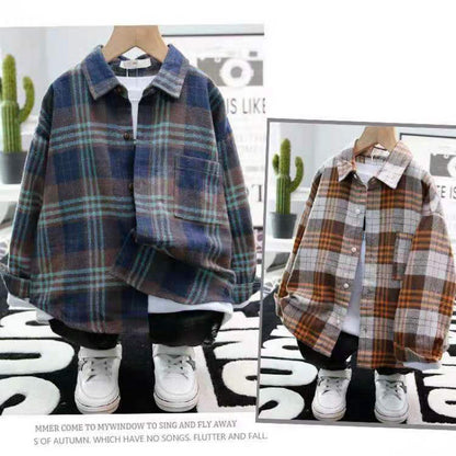 The Academic Plaid: Children’s Long-Sleeve Cotton Plaid Shirts