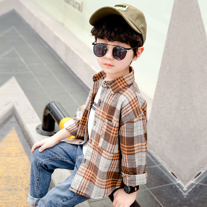 The Academic Plaid: Children’s Long-Sleeve Cotton Plaid Shirts