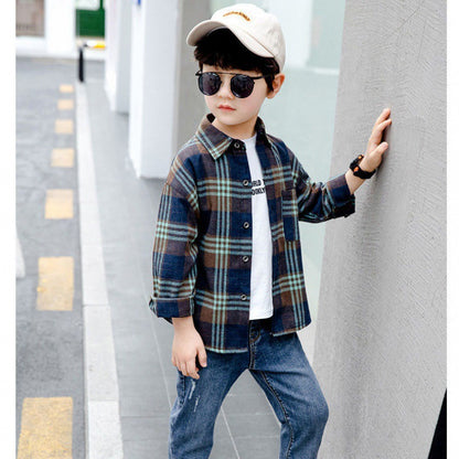 The Academic Plaid: Children’s Long-Sleeve Cotton Plaid Shirts
