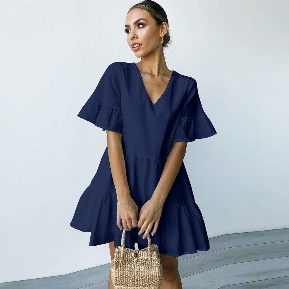 Short sleeve pleated dress