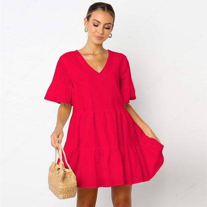 Short sleeve pleated dress