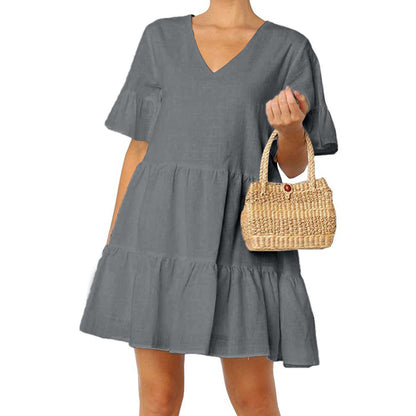 Short sleeve pleated dress