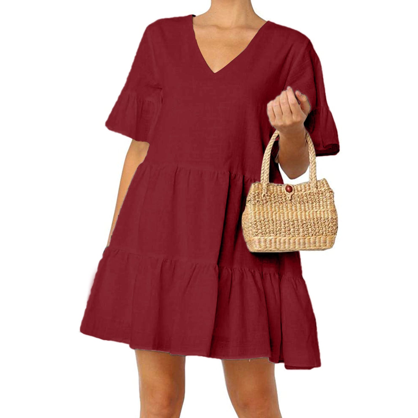 Short sleeve pleated dress