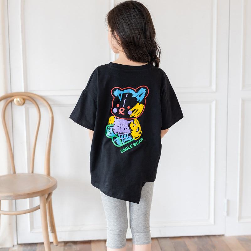 The Irregular Trend: Cartoon Half-Sleeve Asymmetrical Top