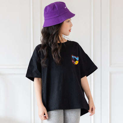The Irregular Trend: Cartoon Half-Sleeve Asymmetrical Top