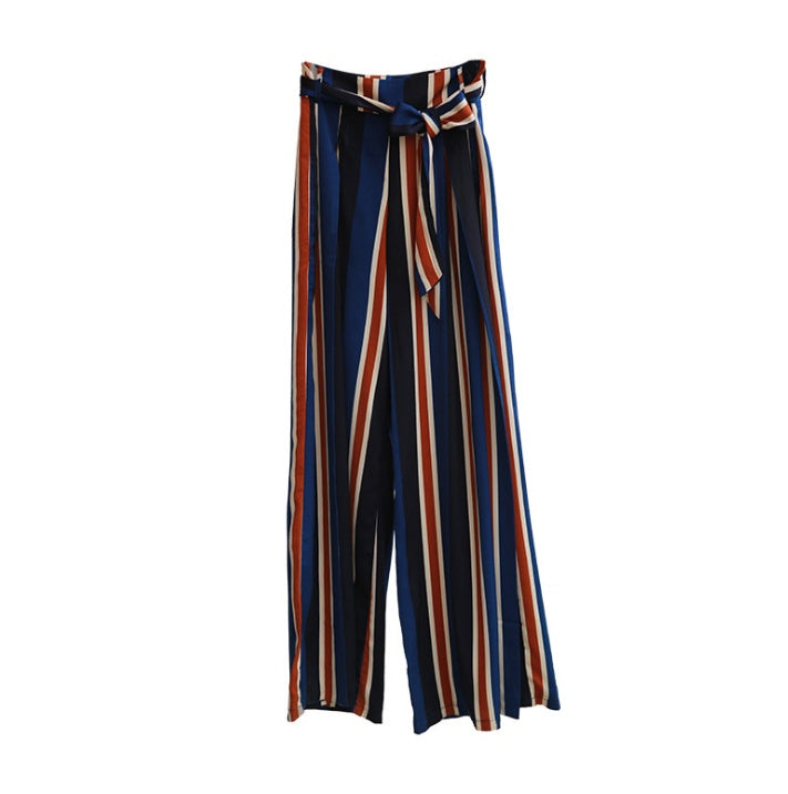 Women's pants fashion striped sexy split wide-leg pants casual pants women