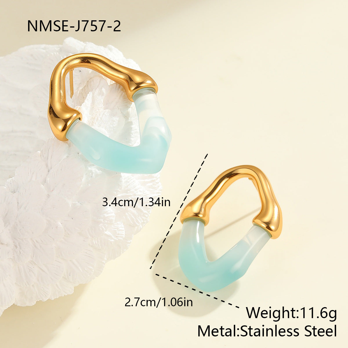 Color Resin Stitching Stainless Steel Earrings