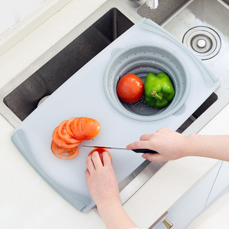 ChopMaster Pro: 3-in-1 Detachable Folding Drain Basket Sink Cutting Board