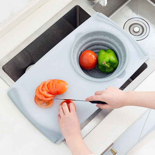 ChopMaster Pro: 3-in-1 Detachable Folding Drain Basket Sink Cutting Board