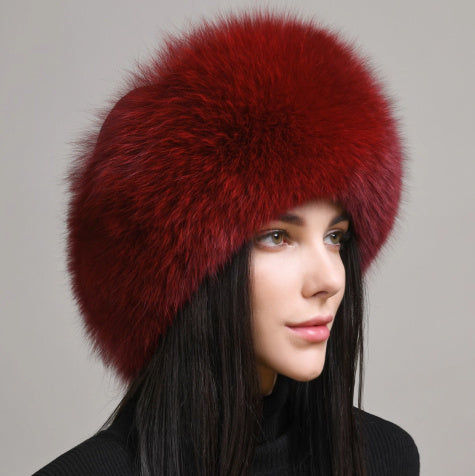 Women's Winter Genuine Leather Ethnic Style Warm Ear Protection Hat