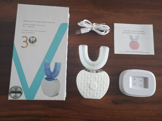 U-Shaped Electric Toothbrush | 360° Automatic Whitening Toothbrush with Blue Light & USB Charging