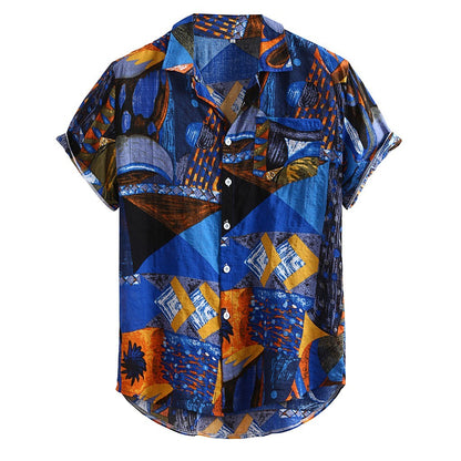 Shirt men's floral cardigan short sleeves