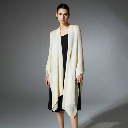 Anti-Pilling Shawl Thin Knitted Cardigan Solid Color Shawl