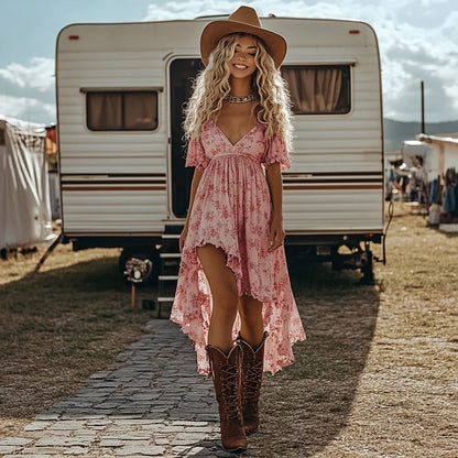 Irregular Dress Women's Vacation Regular Sleeve