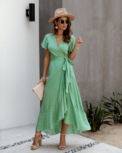Ruffled short sleeve dress