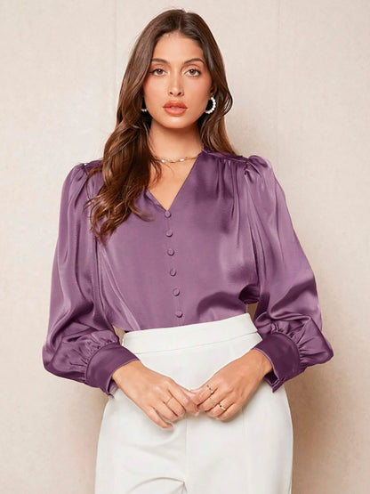 Shirt Women's Satin Top Fashion Charm