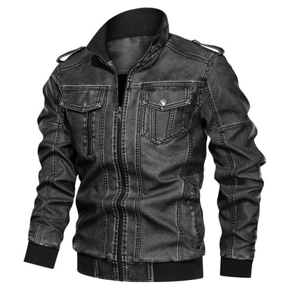 European American Style Mens PU Leather Coat Sleek Versatile Luxury