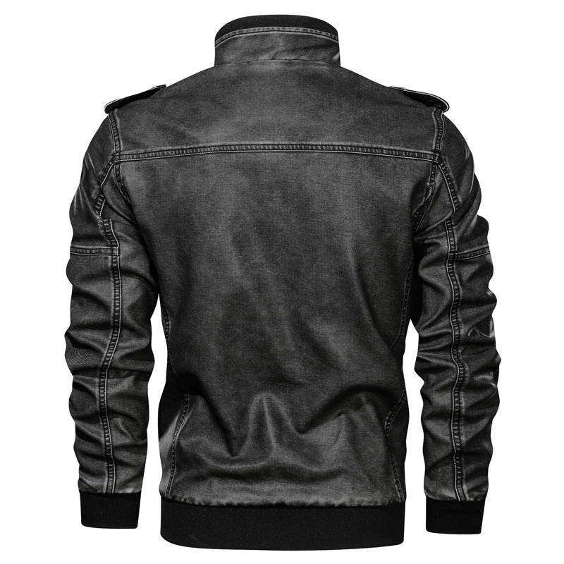 European American Style Mens PU Leather Coat Sleek Versatile Luxury